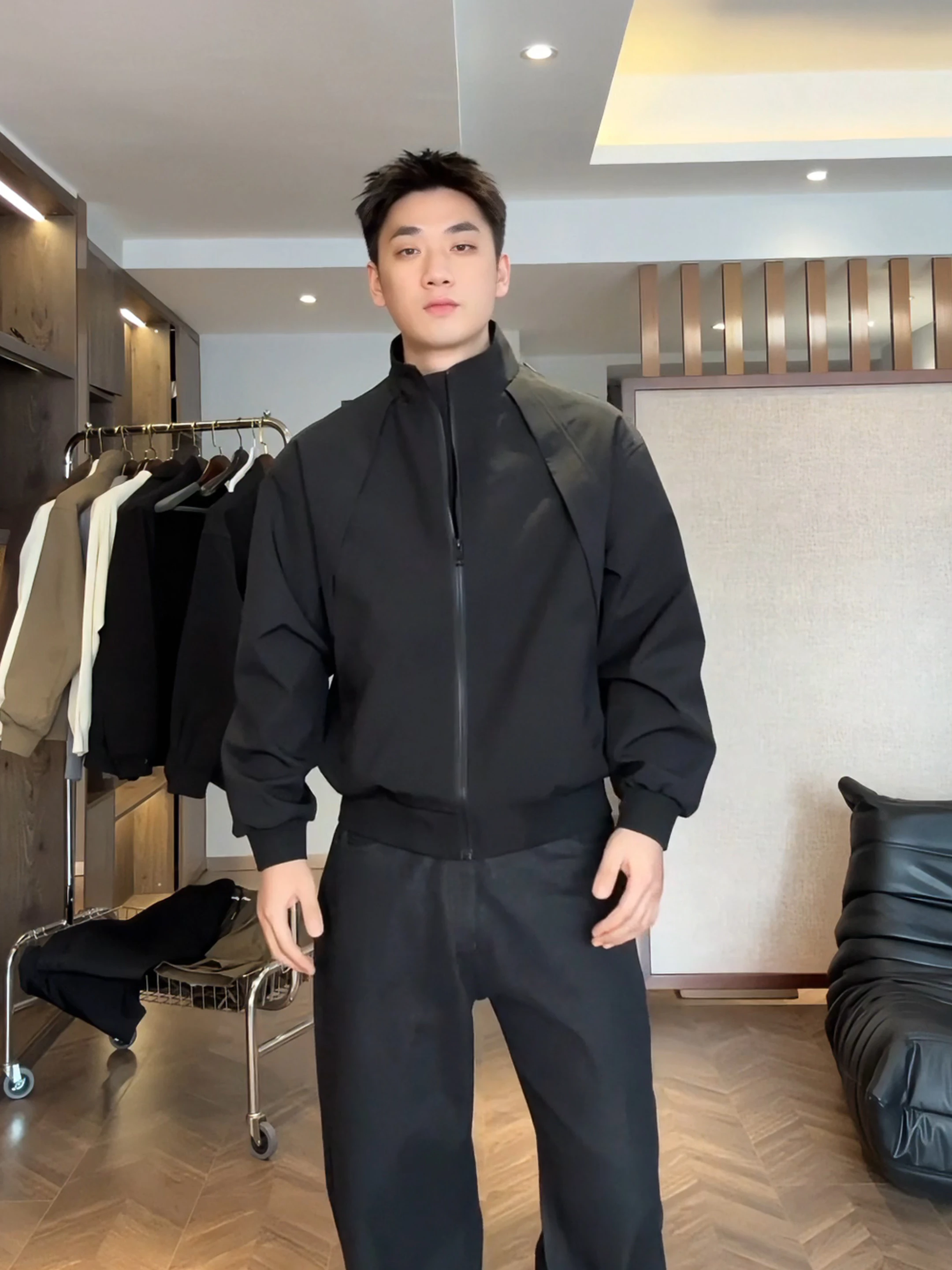 

Men's Bomber Jaet Pilot Sle ort Wide Baseball Deconstructed Jaet CleanFit Long Sve Zipper Closure Autumn Winter Coat