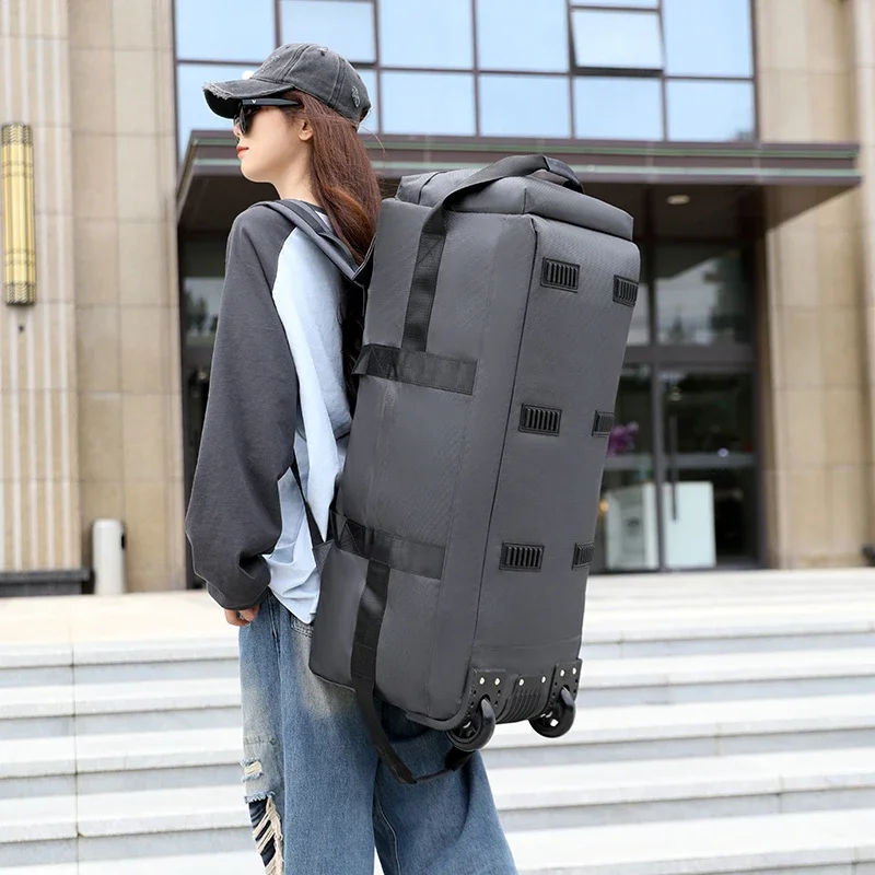 Large Size, Extra Large Capacity, Multifunctional Roller Travel Bag, Mountaineering Bag, Portable Long Figure Travel Backpack