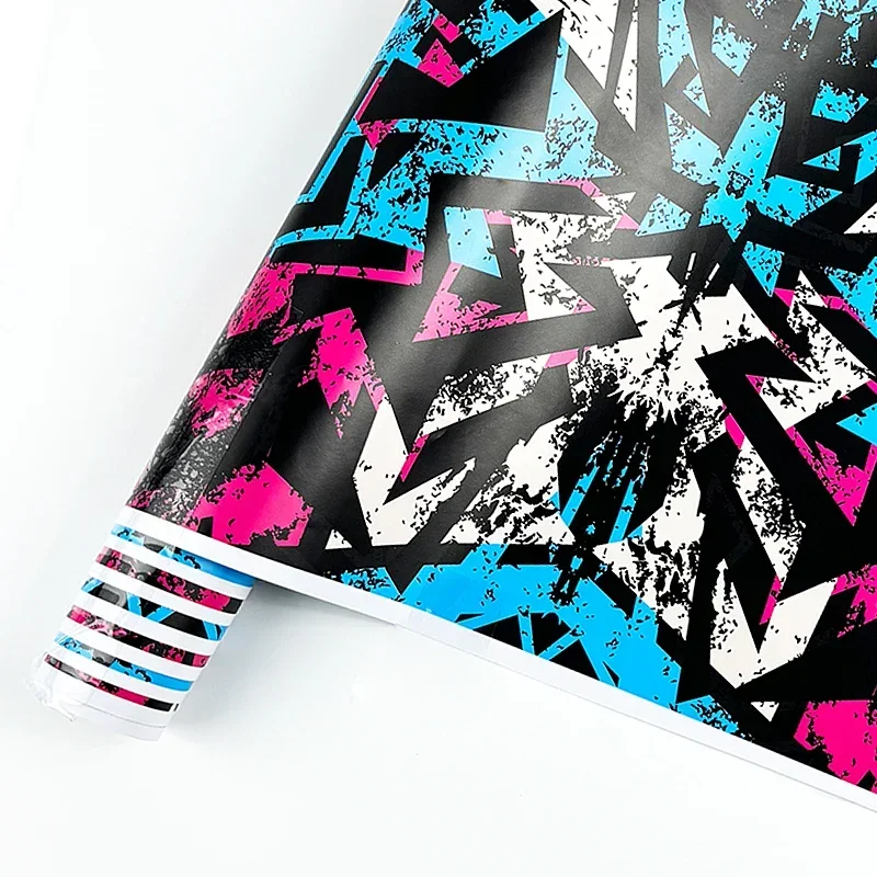 

1 рулон автомобильных пленки с геометрическим рисунком граффити для авто зеркала заднего вида, капюшон, мотоциклетная велосипедная наклейка, водостойкая виниловая упаковка