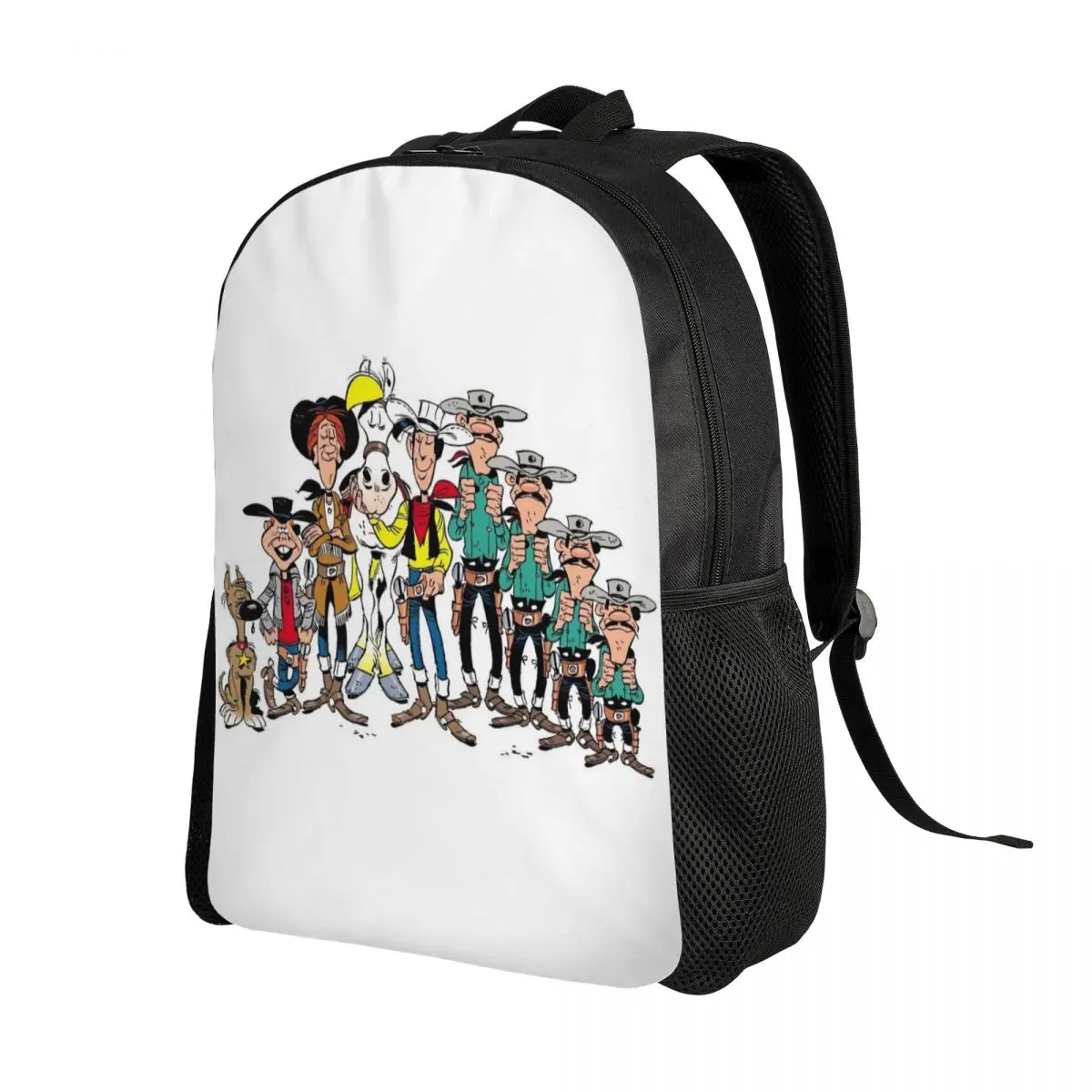 Lucky Luke Characters Travel Backpack Men Women School Computer Bookbag Cartoon Comics College Student Daypack Bags