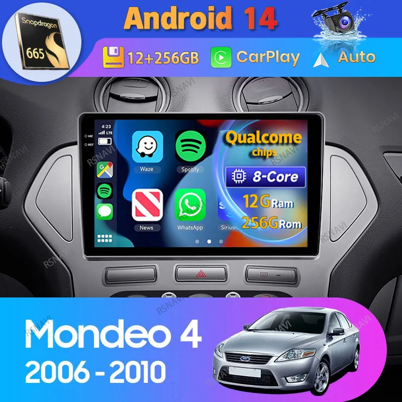 

Android 14 Carplay Auto для Ford Mondeo 4 2006 2007-2010 Автомобильный радиоприемник GPS-навигация 360 Камера 2 Din Стерео DSP Плеер DVD Видео