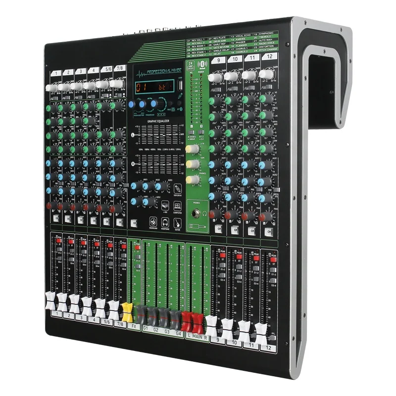 Professionele Stage Audio Studio Opname Digitale Geluid Mixing Console 12ch Dj Usb Mixer