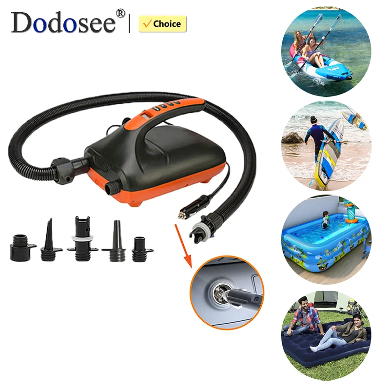 Bomba Elétrica 12V para SUP 20 PSI Portátil de Duplo Estágio para Colchão Inflável, Caiaque, Barco e Prancha de Stand Up Paddle para Uso Externo