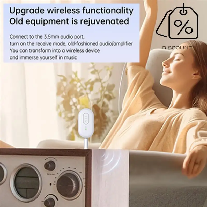 AS95-2 في 1 بلوتوث 5.4 جهاز إرسال واستقبال الصوت محول لاسلكي مع ميكروفون 3.5 مللي متر AUX موسيقى ستيريو لمجموعة السيارة التلفزيون الكمبيوتر