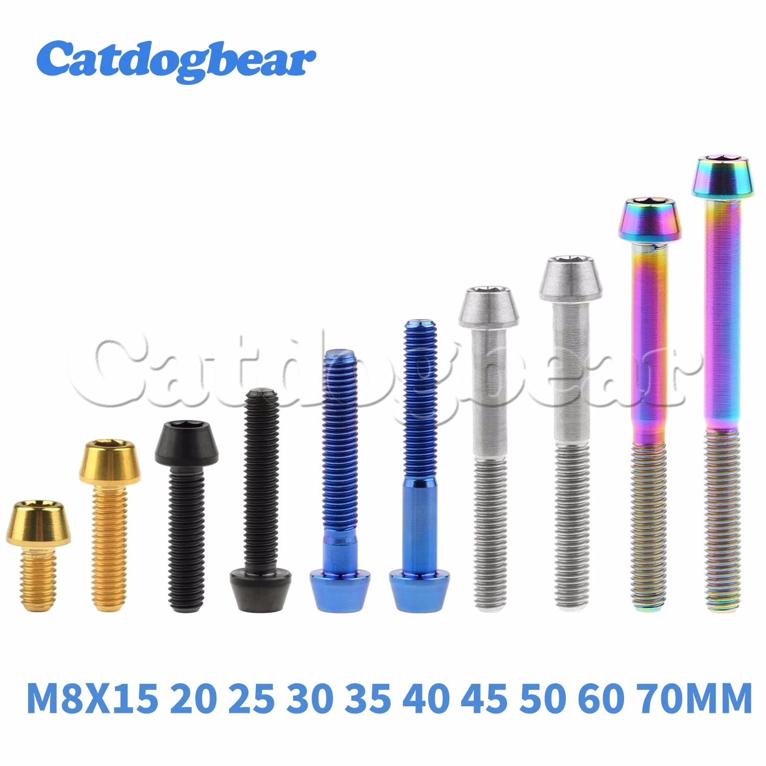 

Catdogbear 4Pcs Titanium Ti Bolt M8x15 20 25 30 35 40 45 50 60 70mm Hex Head Screw Motorcycle Bicycle Accessory