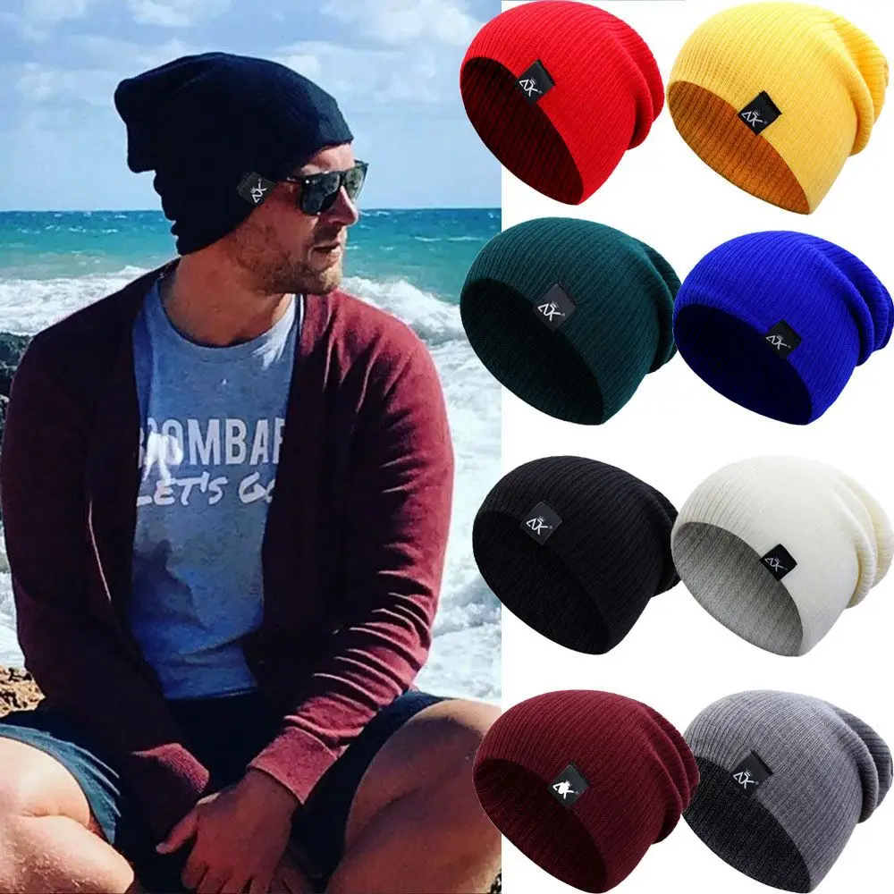 New Winter Knitted Hats Woman Men Keep Warm Beanies Solid Color Cute Hat Female Baggy Cap Warmer Bonnet Ladies Casual Caps