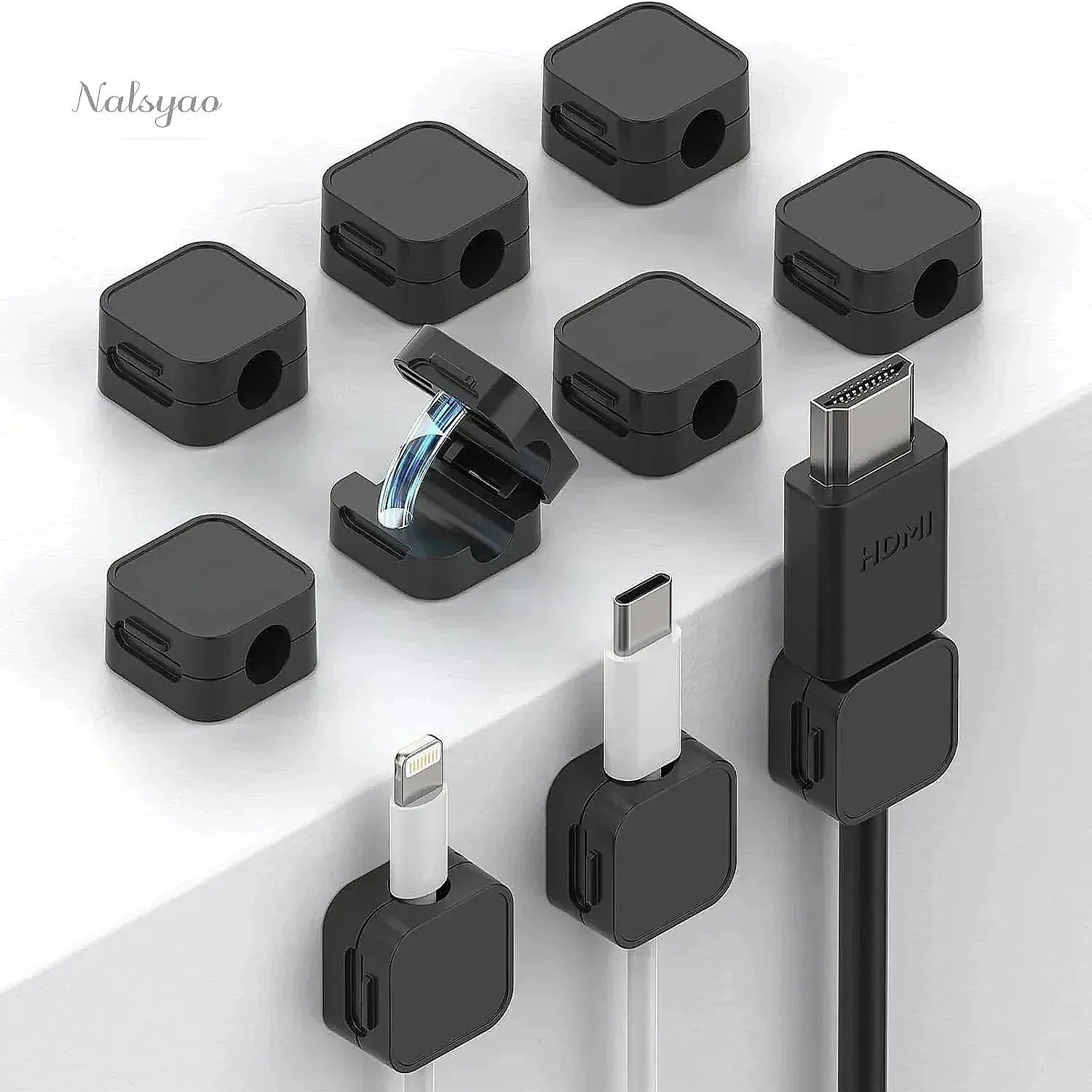 Magnetic Cable Clips Adjustable Cord Holder Adhesive Wire Management Organizer for Home Office Desk Wall Car