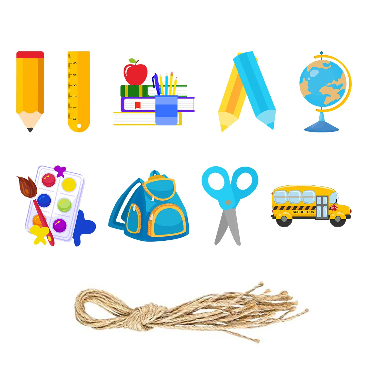 9Pcs/Bag Cartoon Back To School Theme Party Tree Pendant Hangers Backdrop First Day of School Blackboard Classroom Decorations