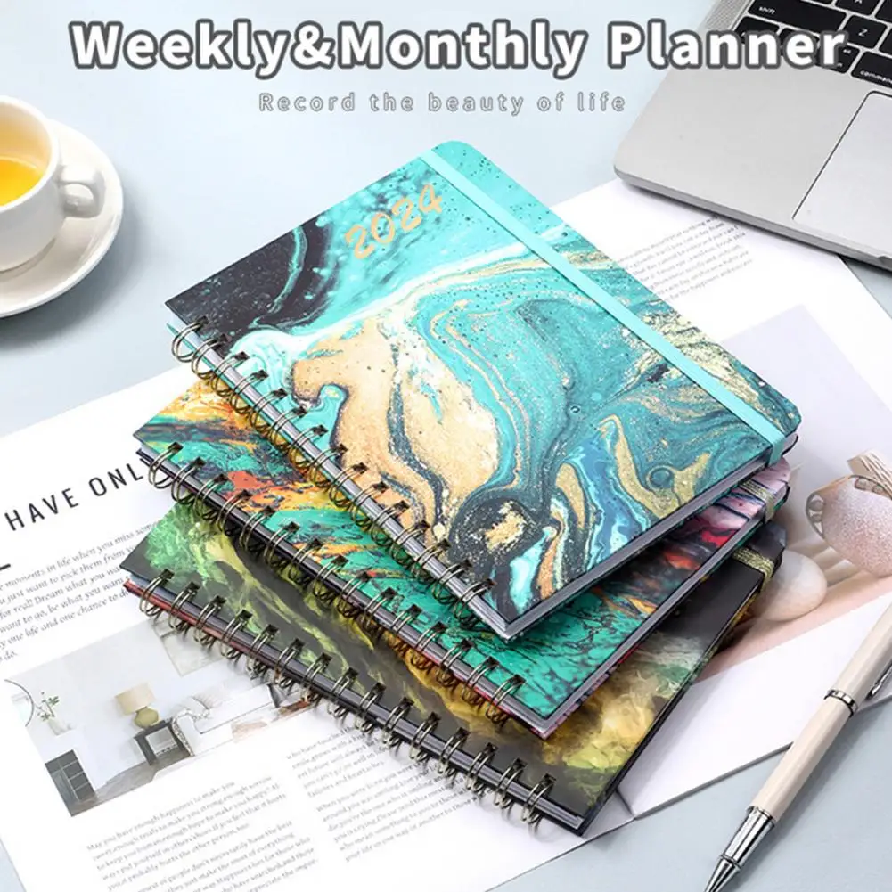A5 Loose-leaf Agenda Planner Notebook Weekly Monthly Planner Premium Thickened Page Coil Ring Notepad Calendar Office Supplies