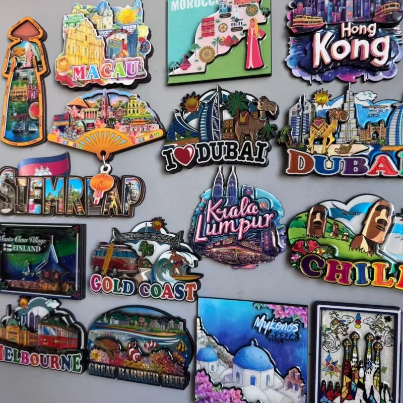 مغناطيس الثلاجة الخشبية فيتنام كمبوديا دبي موريشيوس فنلندا بالي أستراليا إسبانيا أيسلندا ماليزيا جزر المالديف بونتا كانا اليابان #5