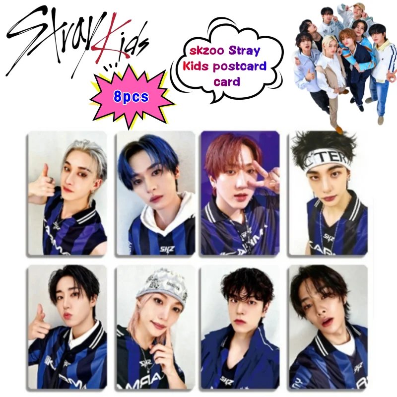 

Skzoo Stray Kids Bangchan Lee Know 8 Postcards Creative High Color Value High Definition Printing Student Collection Random Card