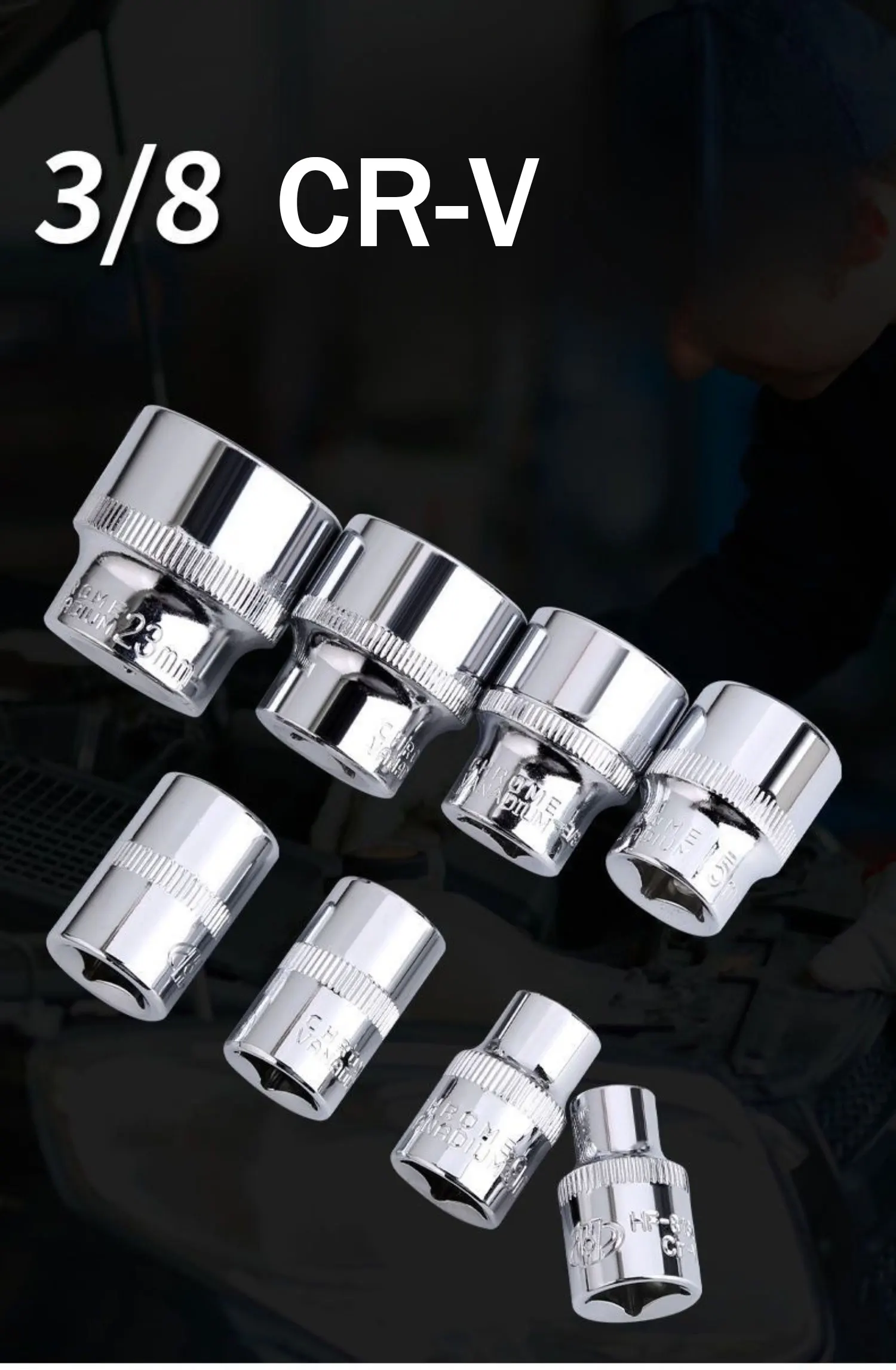 CRV 3/8 Kurze Spiegelpolierte Steckschlüssel 6-24mm Außensechskant-Steckschlüssel für Heim-/Arbeitswartung Handwerkzeug Autoreparaturwerkzeuge – Detail 4