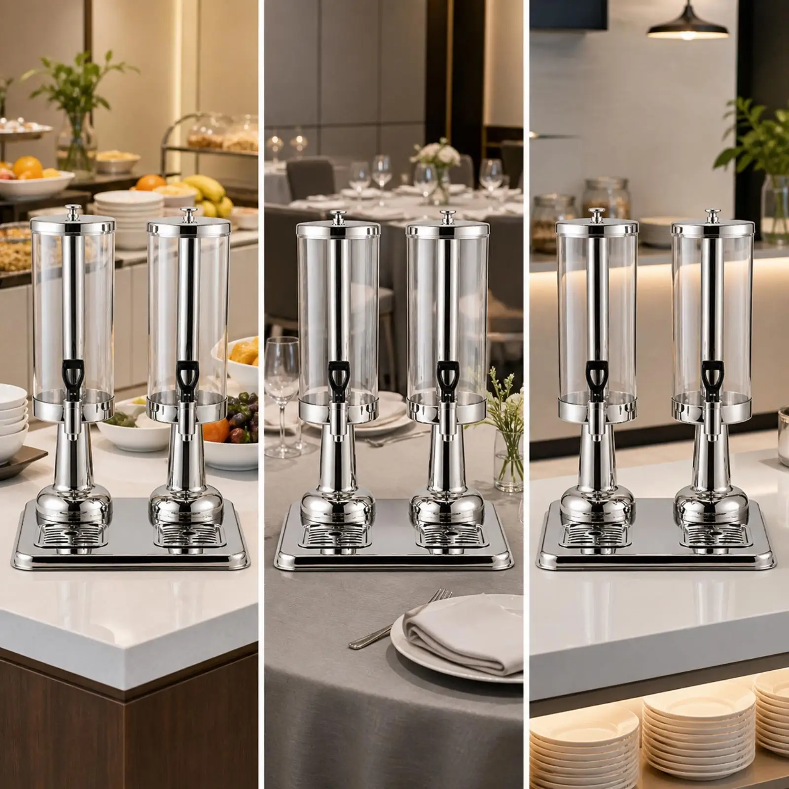 Countertop Drink Machine with Faucet for Alcoholic and Non Alcoholic Beverages at Bars Featuring Stainless Steel Build and Tray