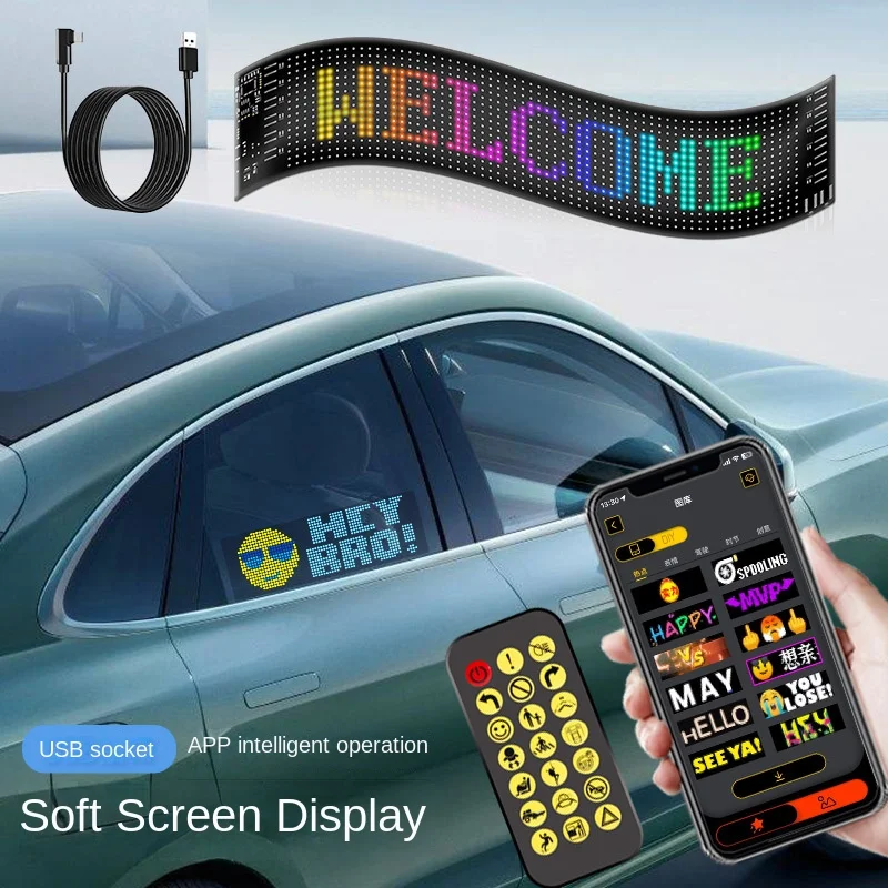 

Ultra-thin Flexible Usb Car LED Advertising Screen, Electronic Soft Screen, Car Rear Window Smart Display