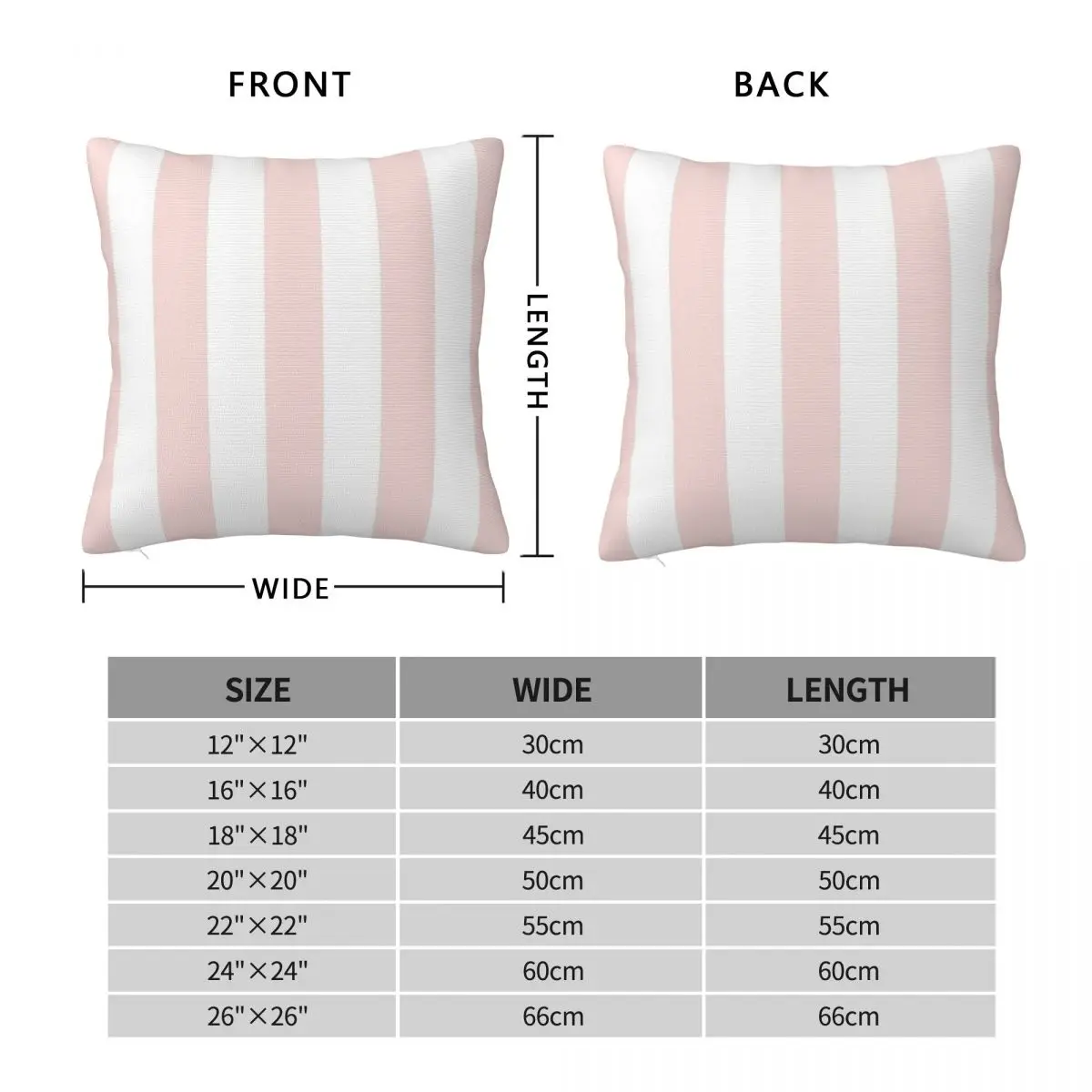 Medium Pale Pink White Stripes Pillowcase Polyester Linen Velvet Pattern Zip Decorative Pillow Case Bed Cushion Case