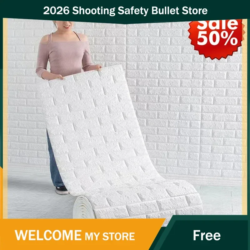70cm*2m 3D Soft Foam Brick Wallpaper Sticker Roll DIY Self Adhesive Living Room Home Kitchen Bathroom Decorative Wall Paper 20