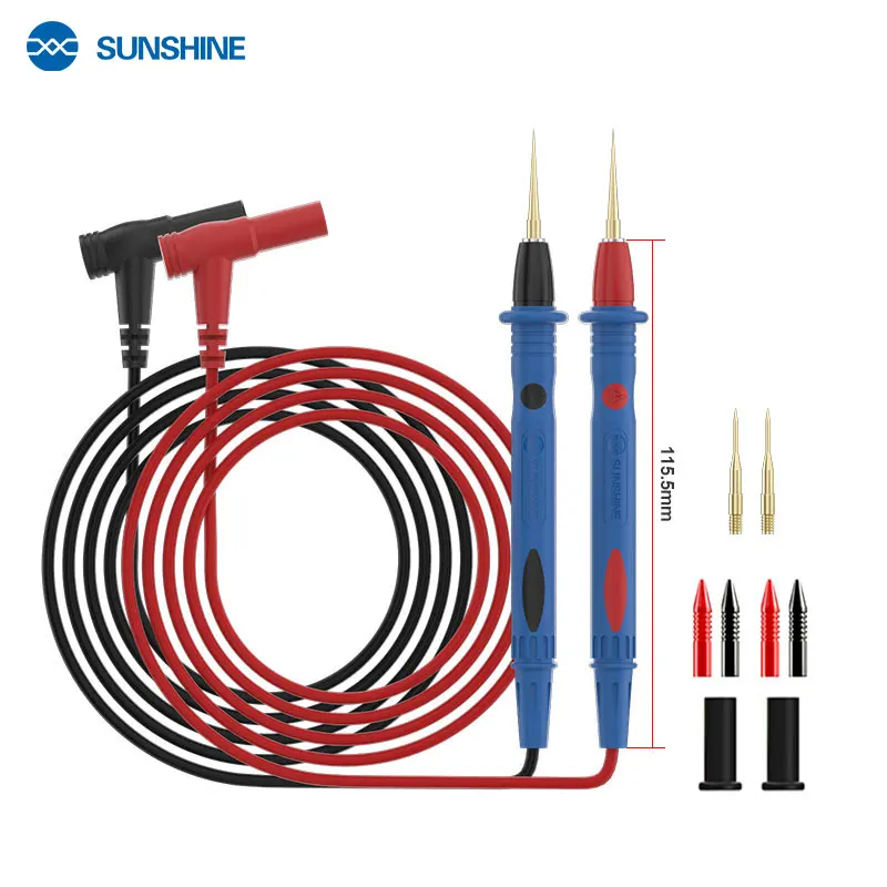 SUNSHINE SS-024B Replaceable Stainless Steel Multimeter Test Leads Compatible with 99% Multimeters with Multiple Needles