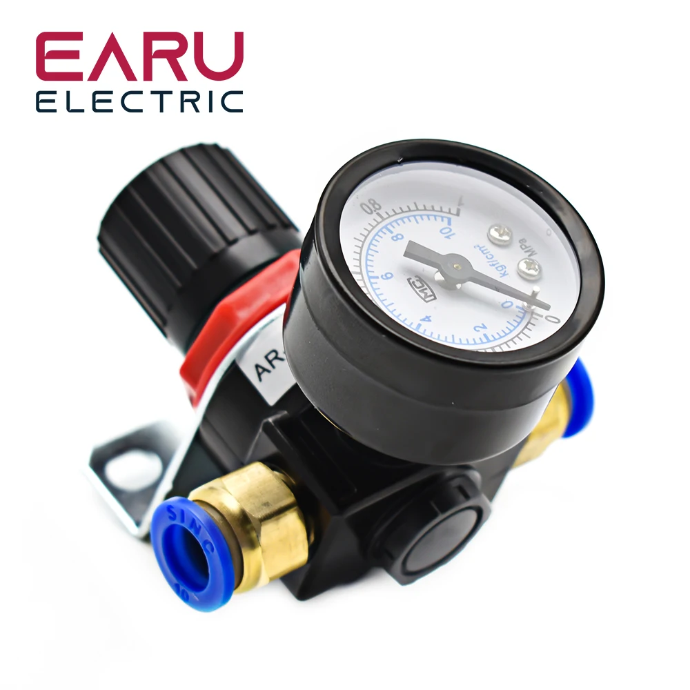 AR2000 G1/4'' Pneumatic Mini Air Pressure Relief Control Compressor Regulator Treatment Units Valve with Gauge  4MM-16MM Fitting