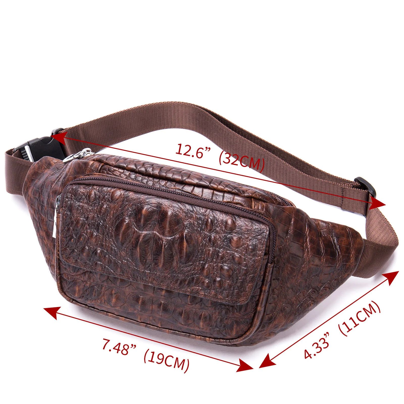 Imagem -05 - Moda Masculina Crocodilo Padrão Novo Casual Cintura Bolsa Cruz Corpo Masculino Peito Bolsa de Couro Multifuncional Masculino Cintura Pacote para Masculino