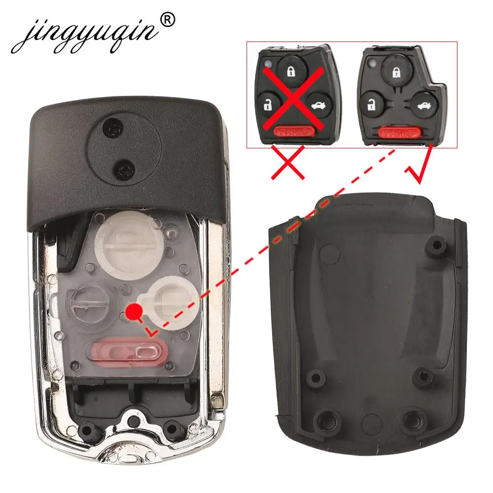 jingyuqin 2/3 Buttons Modified Folding Filp Remote Key Shell For Honda Accord Civic CRV Pilot Fit Odyssey Replacement Fob Case