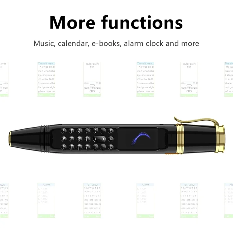 جديد القلم نمط الهاتف المحمول مروحة صغيرة 2 بطاقة SIM ماجيك صوت راديو FM بلوتوث الاتصال الهاتفي 2G GSM إنذار محمول