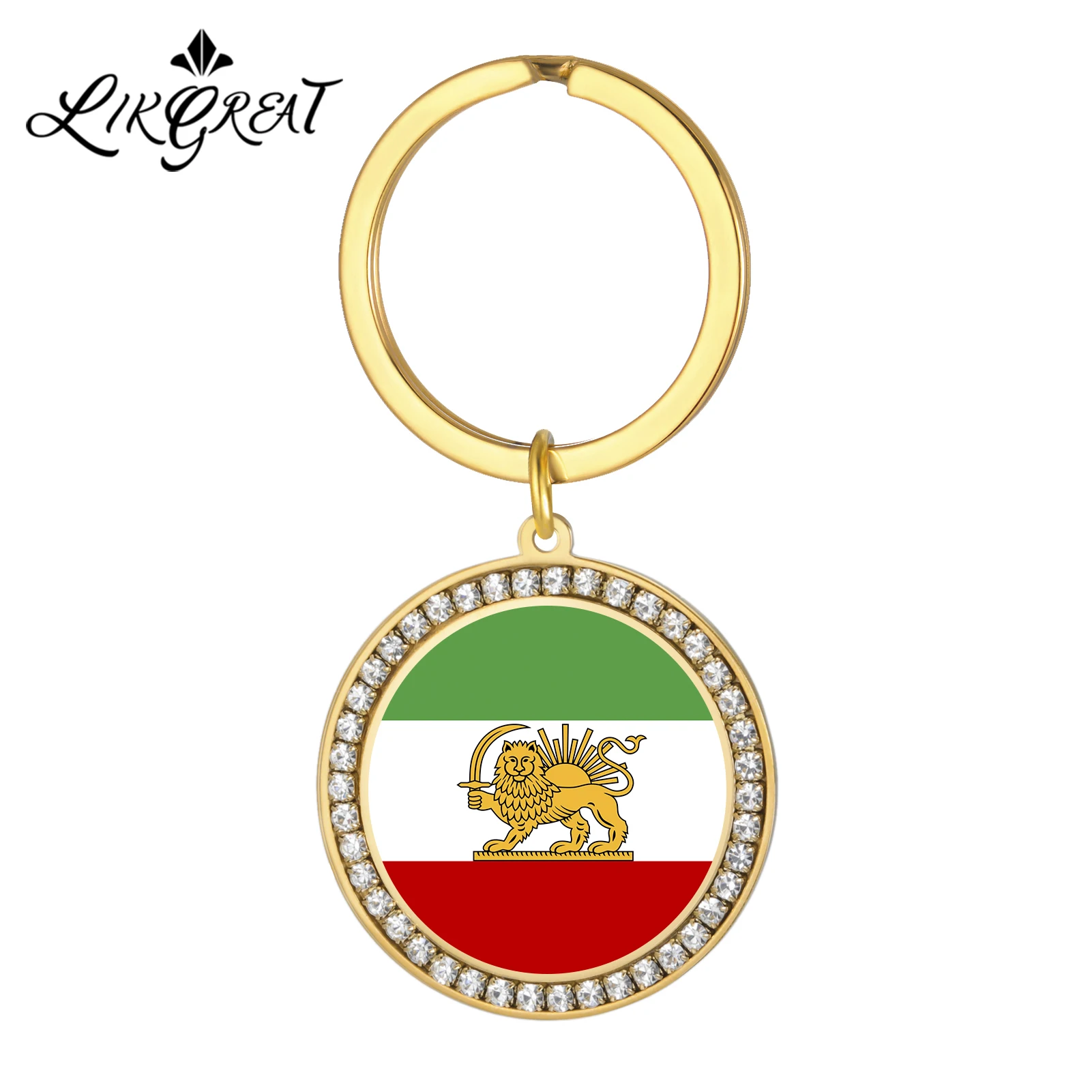 

Брелок LIKGREAT с изображением льва и солнца Персидской империи для мужчин и женщин, иранские украшения, исторический персидский брелок, аксессуары из нержавеющей стали