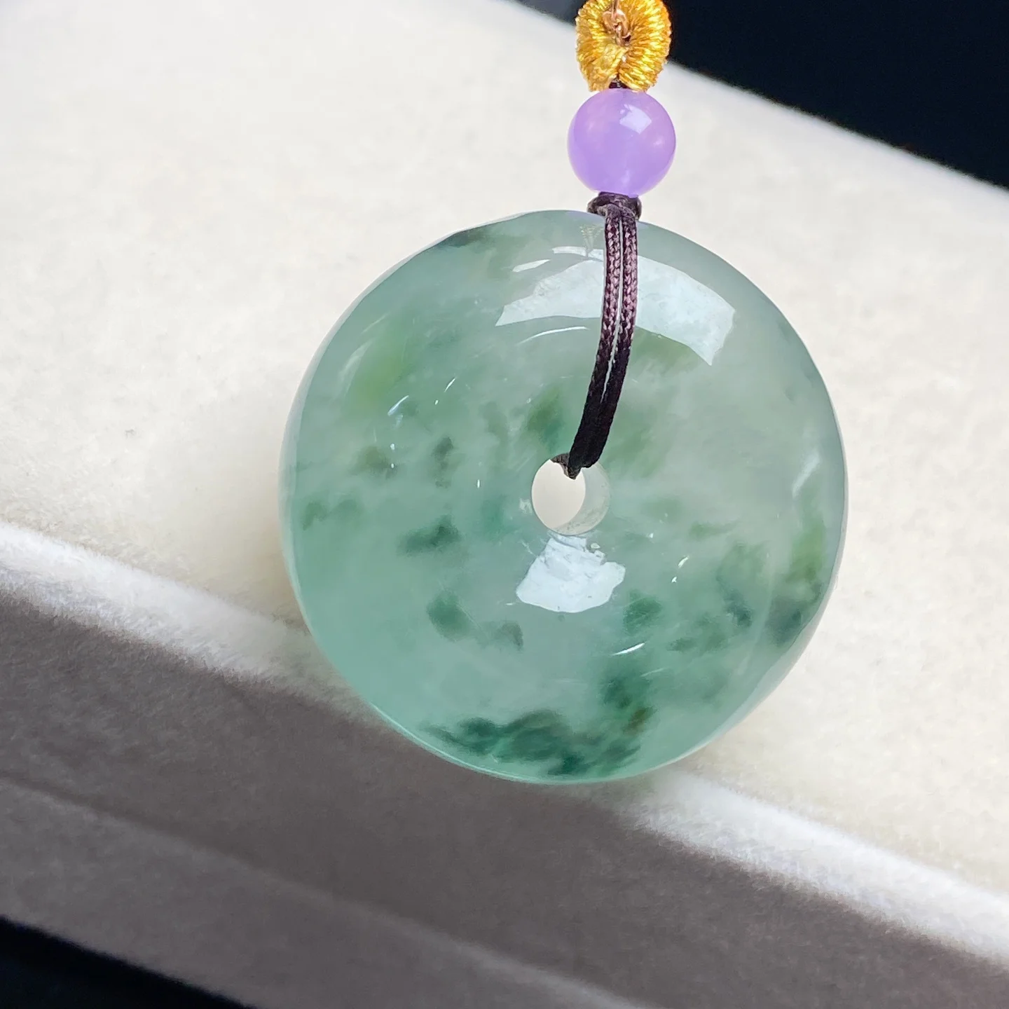 Natural Jadeite Ice Seed Floating Flower Safe Buckle Moisturizing Beautiful Jade Pendant Chain Necklace High Quality Jewelry