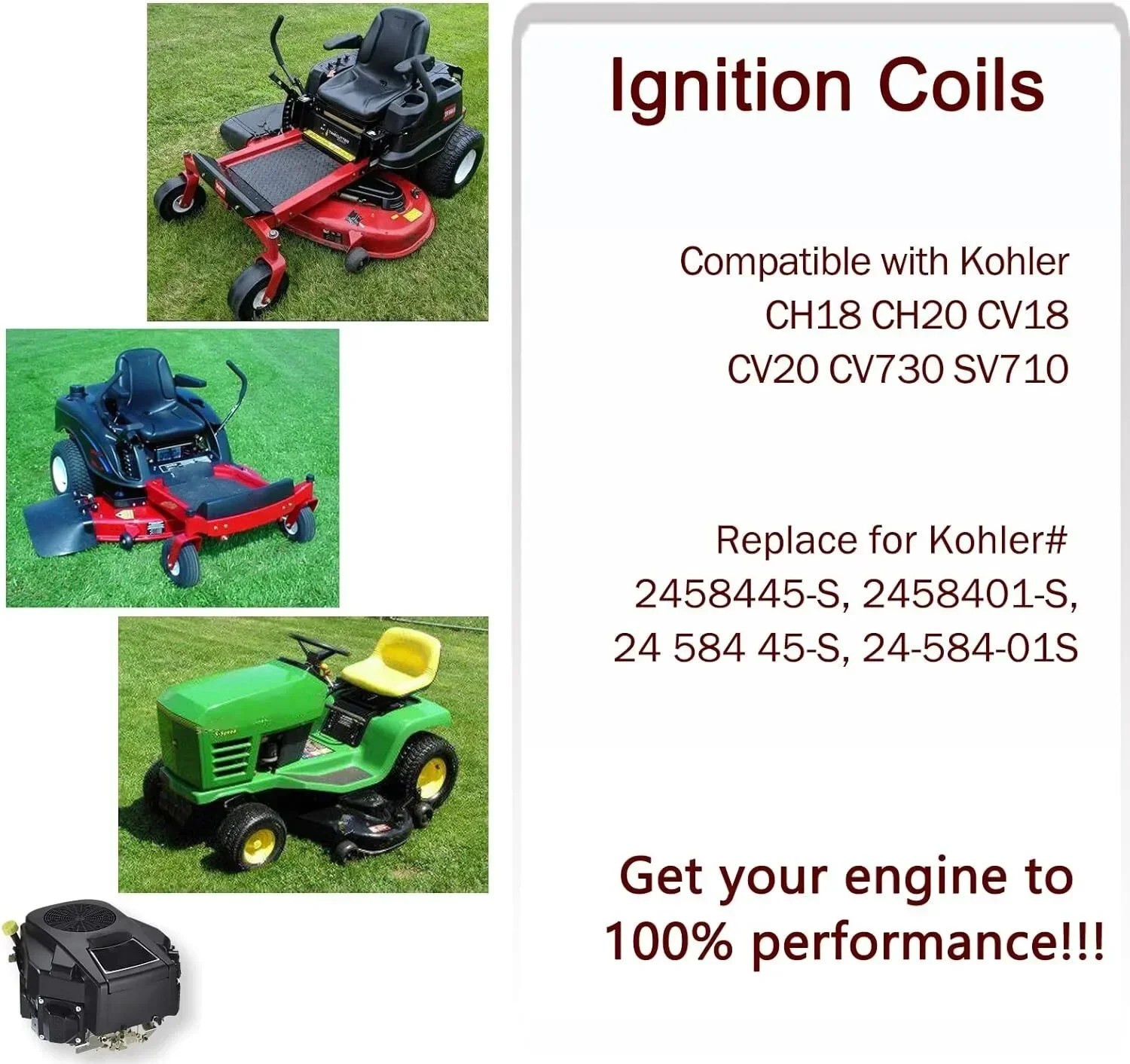 2 قطعة ملف الإشعال عالية الجودة ل كوهلر 24 584 01-S 2458401-S 24-584-01-S 24 584 04-S 2458404-S أسود EL-1034