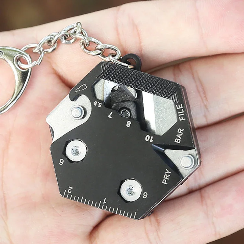 Keychain Screwdriver Multifunctional Hexagon Coin Outdoor EDC Survival Gear Tactical Tool Hexagon Folding Coin Knife Pocket Fold