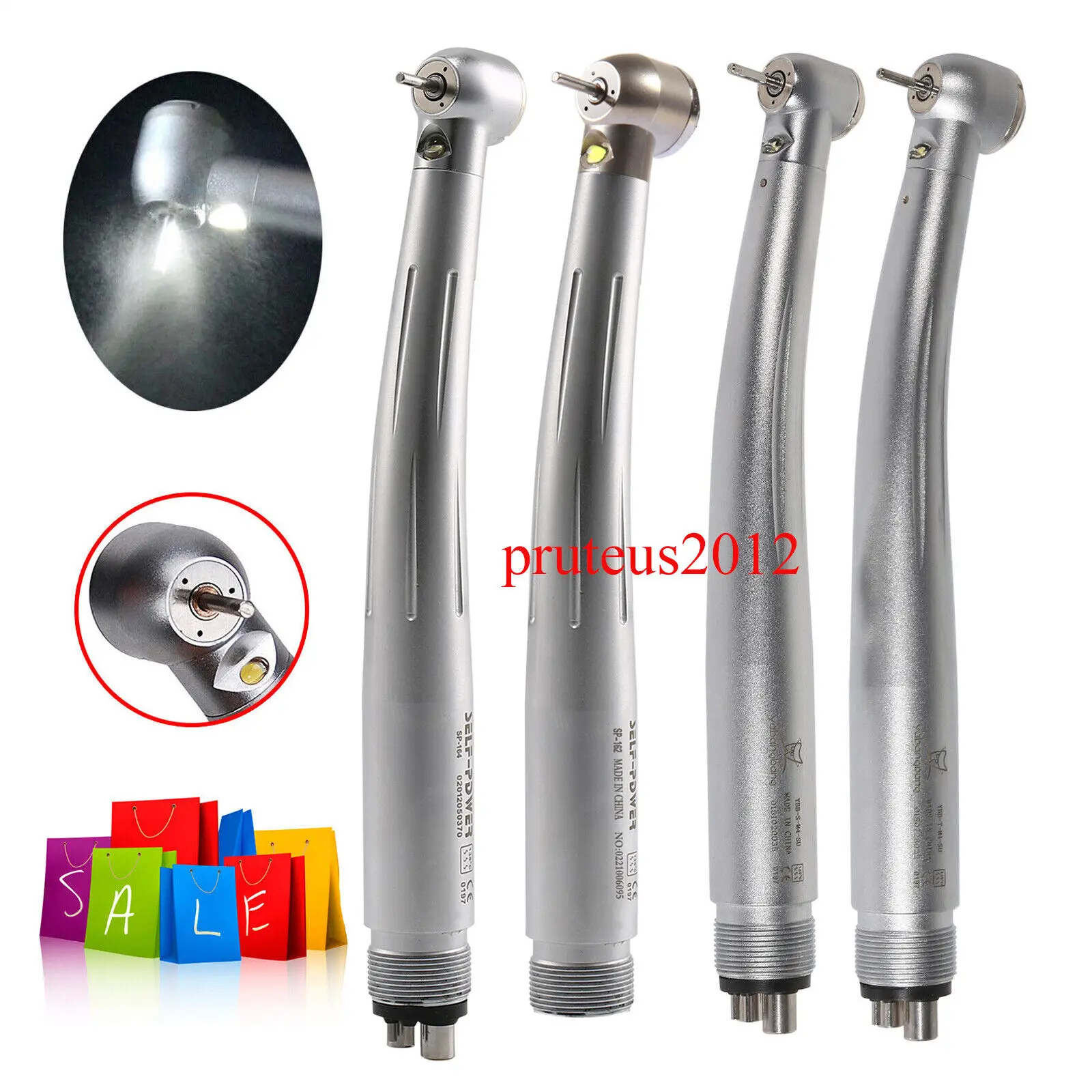 NSK Style Dental 4/2/6 Hole LED E-generator Fiber Optic High speed Handpiece Standard/Large Head Turbine