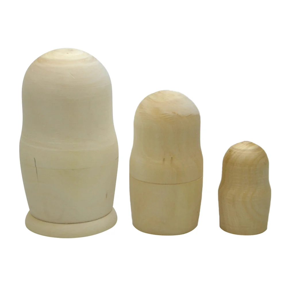

Wooden Nesting Blank Matrioska Unpainted Stacking Toys DIY Light Figure Accessories Kids Educational