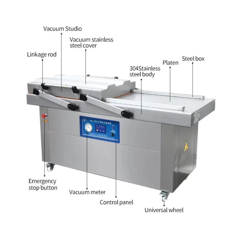 Double Chamber Vacuum Packing Machines Vac Packer Vacuo Sealer Vacuum Sealer for Steak Chicken Pork Leg Bacon Cured Meat Fish