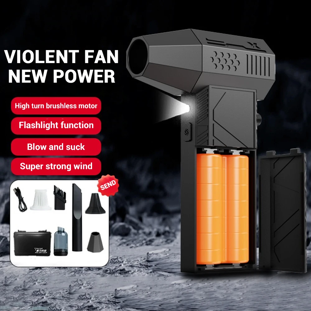 

350000RPM High Speed Turbo Violent Fan C6 Air Blower Brushless Motor 58M/S Handheld Vacuum Cleaner for Car Cleaning Dust Blowing