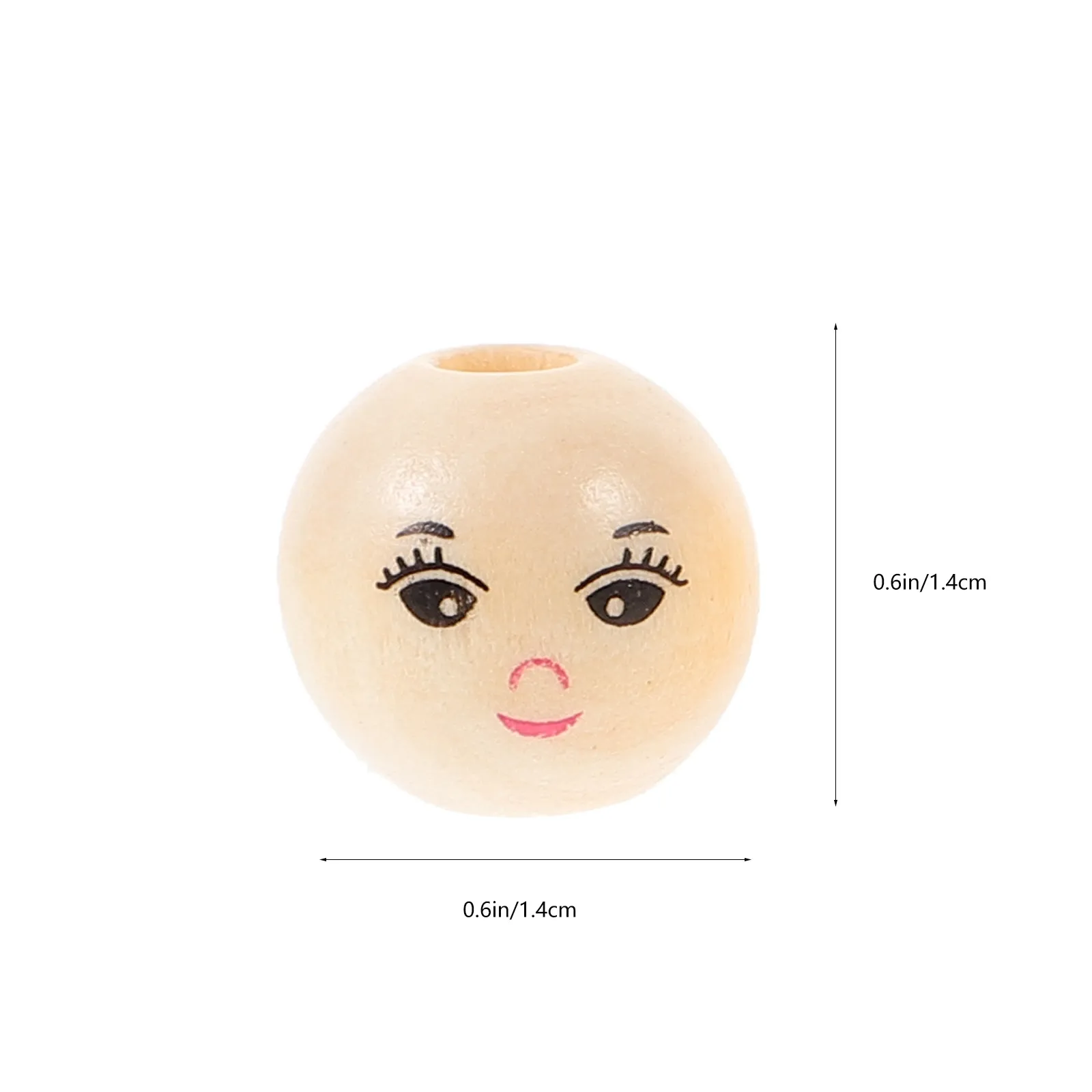 60Pcs Round Wooden Beads with Smile Face Design Pre-Drilled Large Holes Smooth Skin-Friendly Craft Beads for DIY Bracelets