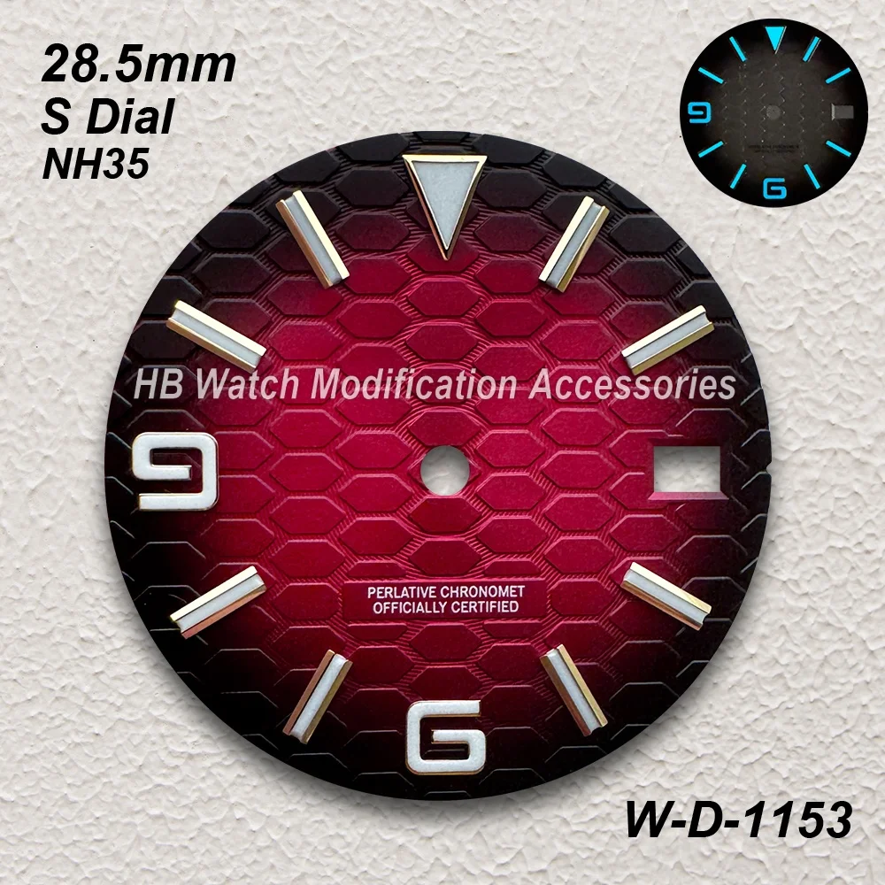 Mostrador de mergulho com logotipo s, 28.5mm, adequado para nh35/nh36/4r/7s, movimento japonês, azul gelo, luminoso, acessórios de modificação de relógio de alta qualidade