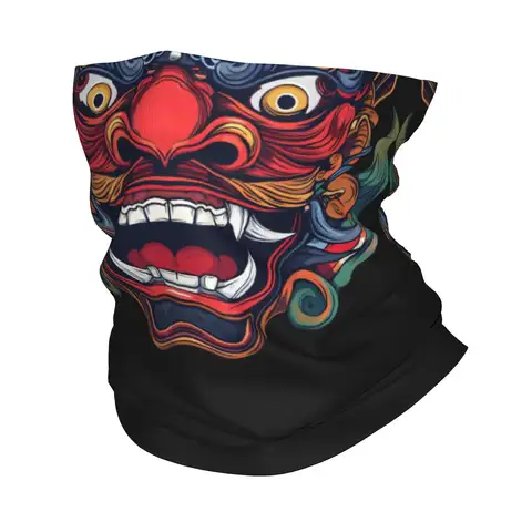 Custom Samurai Demon Oni Bandana Winter Neck Warmer Women Windproof Wrap Face Scarf for Ski Japan mask Gaiter Headband