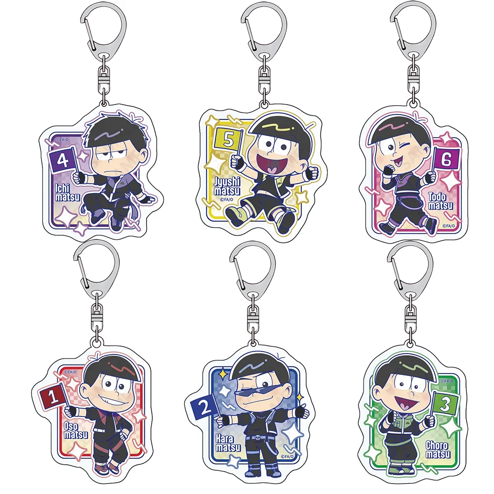6cm “Mr. [Nombre]” Llavero acrílico de Osomatsu, 'Osomatsu Matsuno y Jyushimatsu Matsuno', Colección Traje de Carreras, Colgante para mochila, Regalo