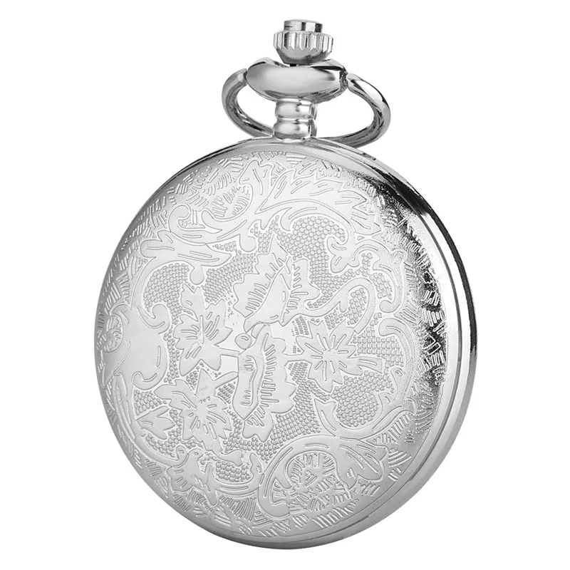 Antique Hollow Out Pocket Watch with Taibei 101 Building Design Analog Quartz Movement Roman Number Necklace Fob Chain