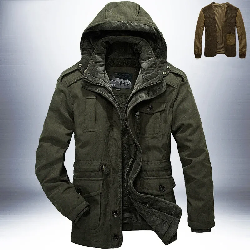 

Overcoat Military Thicken Fleece Cotton-Padded Warm Winter Jacket Men Parkas Wool Waterproof Jackets Male Heavy 2 in 1 Coat