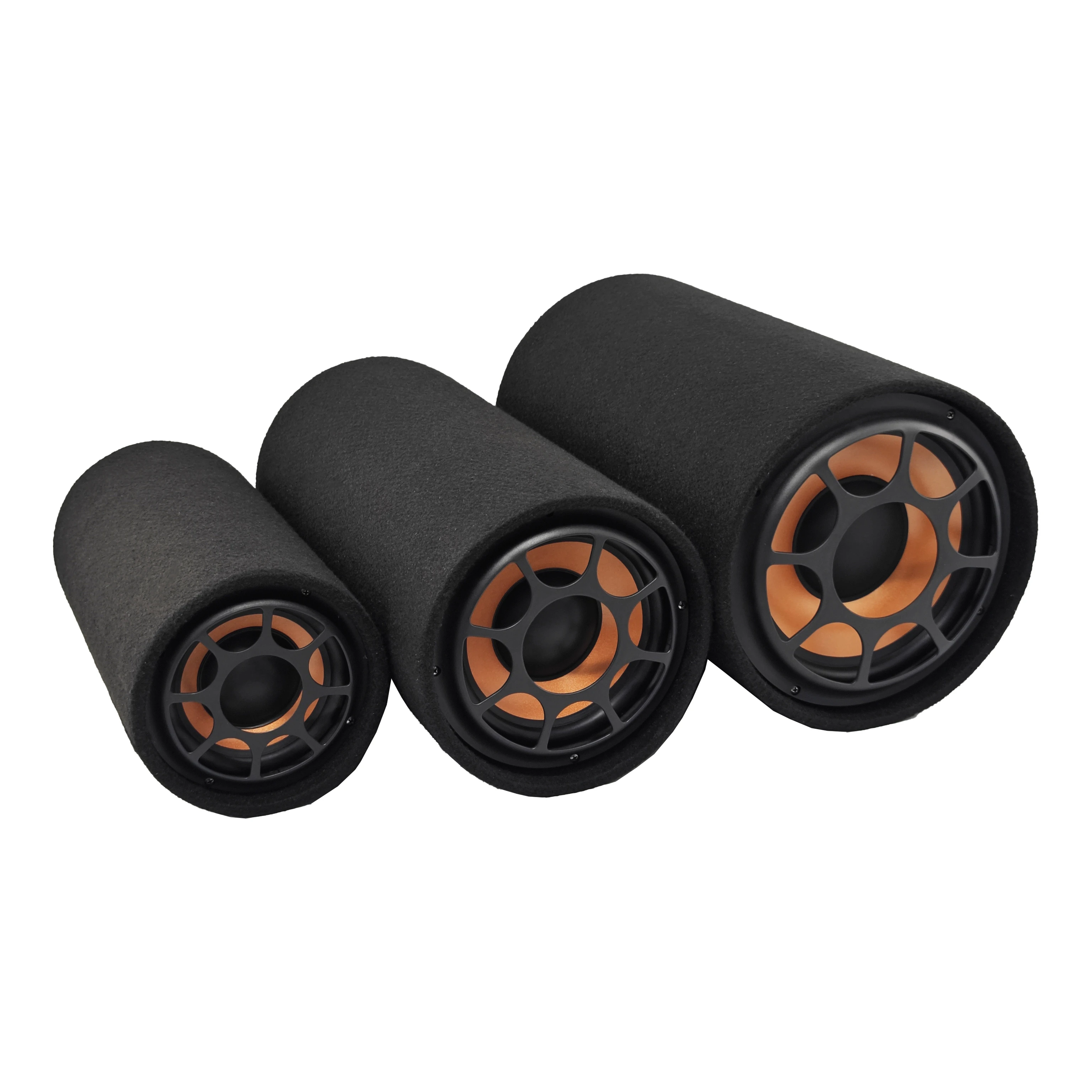 Fábrica 6 "8" 10 "Subwoofers de túnel activo Tubo de bajo Caja de 10 pulgadas Caja de altavoces de sonido para automóvil Subwoofer redondo de graves súper pesados