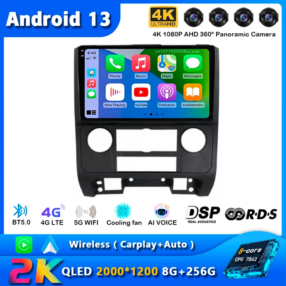 

Android13 Car Radio For Ford Escape 2007 2008 2009 2010 2011 2012 Navigation GPS Multimedia Video Player Stereo wireless Carplay