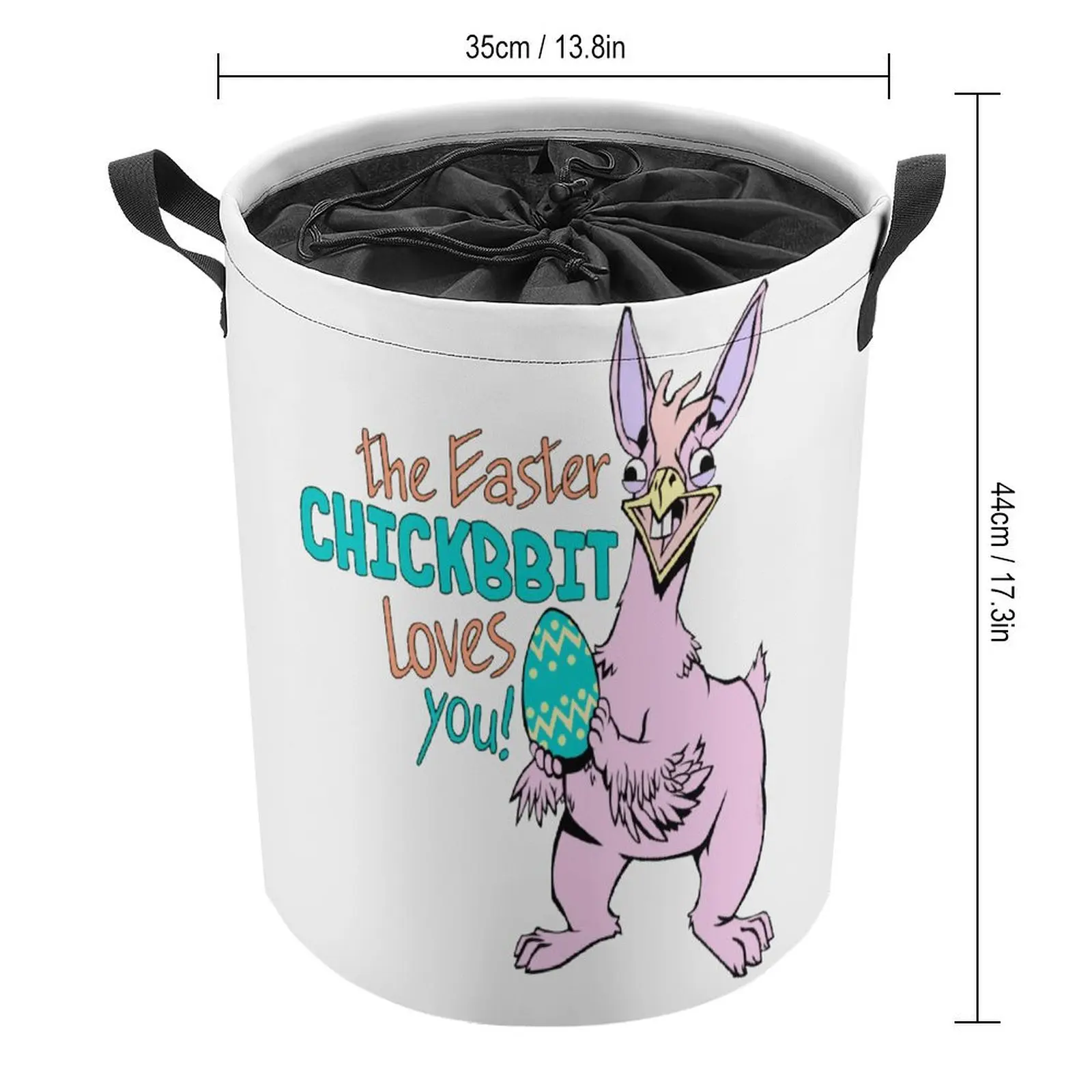 The Easter Chickbbit Women's Fitted Tie Up Your Dirty Pocket Funny Laundry Basket Handle on Both Sides Convenient Staying Books