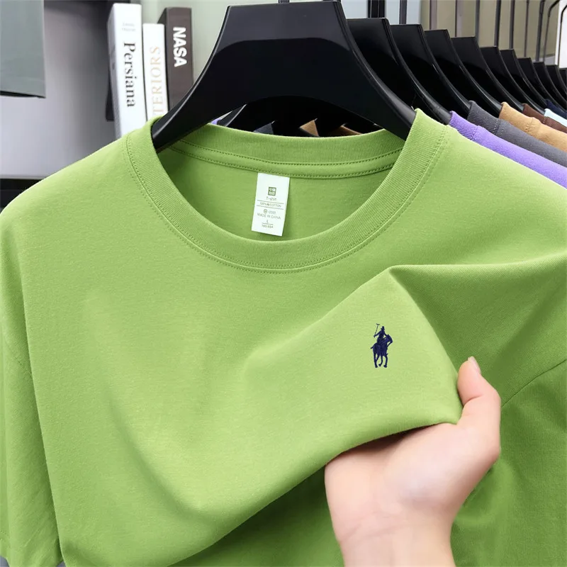 Luxury 100% Cotton Man Short-Sleeved T-Shirt Round Neck Various Colors Embroidery American Style Hot-Selling Leisure Sport Tops
