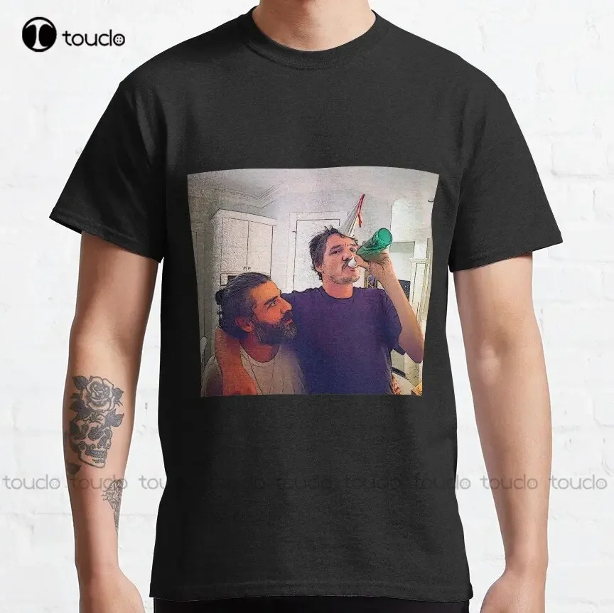 Pedro Pascal & Oscar Isaac Cartoonized Classic T-Shirt Custom Aldult Teen Unisex Digital Printing Tee Shirts Custom Gift Xs-5Xl