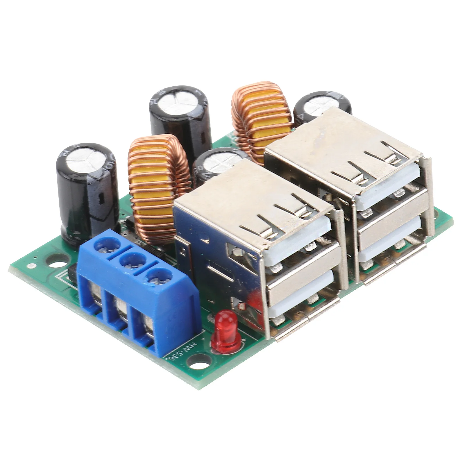 

Dc-Dc Power Module 9V 12V 18V 20V to 5V 4 USB Ports High Efficiency Adjustable Power Supply Module Low Resistance Capacitors