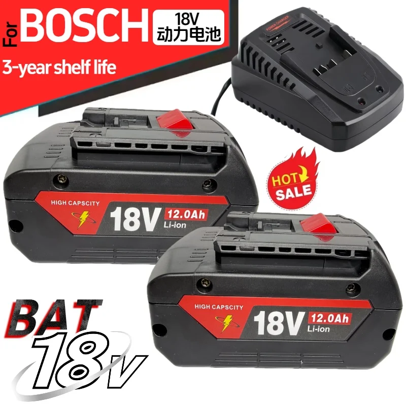 

18V for Bosch BAT battery, 6.0-12.0Ah Bosch tool battery, compatible with Bosch 18V series battery GSR180 GBH180 GSB180 Charger