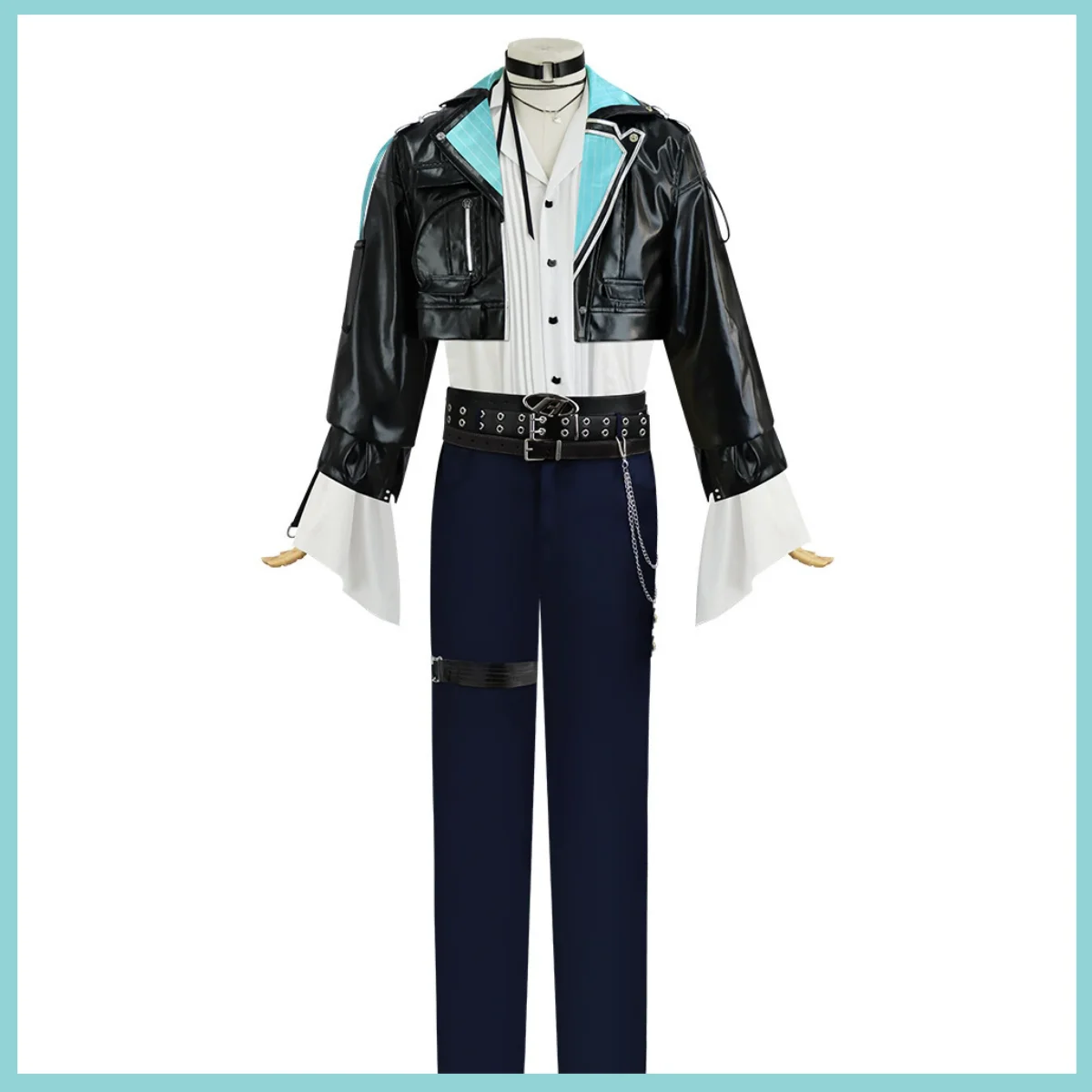 الظاهري YouTuber Aza تأثيري حلي VTuber الأسود بولي Coat معطف موحد مجموعة كاملة شعر مستعار الكبار رجل امرأة كرنفال هالوين البدلة