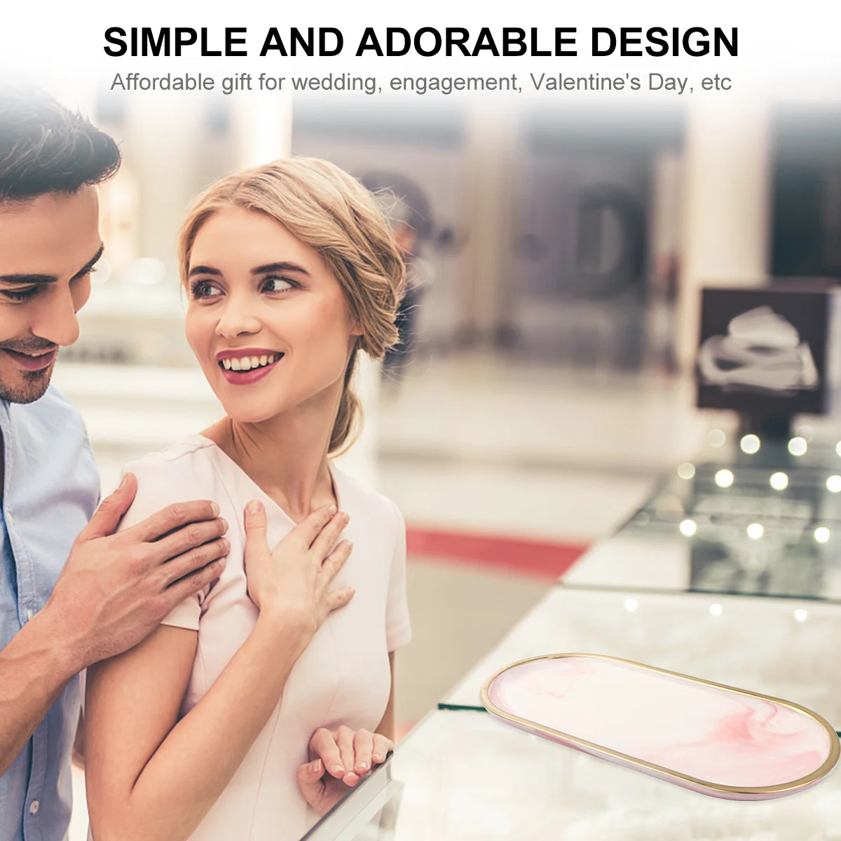 1 قطعة صينية مجوهرات السيراميك الوردي مادة صديقة للبيئة لوحة براقة متطورة لتزيين طاولة الزينة في غرفة النوم