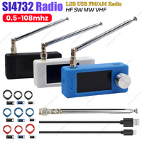 SI4732 Portable Radio 0.5-108MHz LSB USB AM FM Mini Pocket Radio 1.9-inch IPS HD Color Screen HF SW MW VHF Radio with Antenna