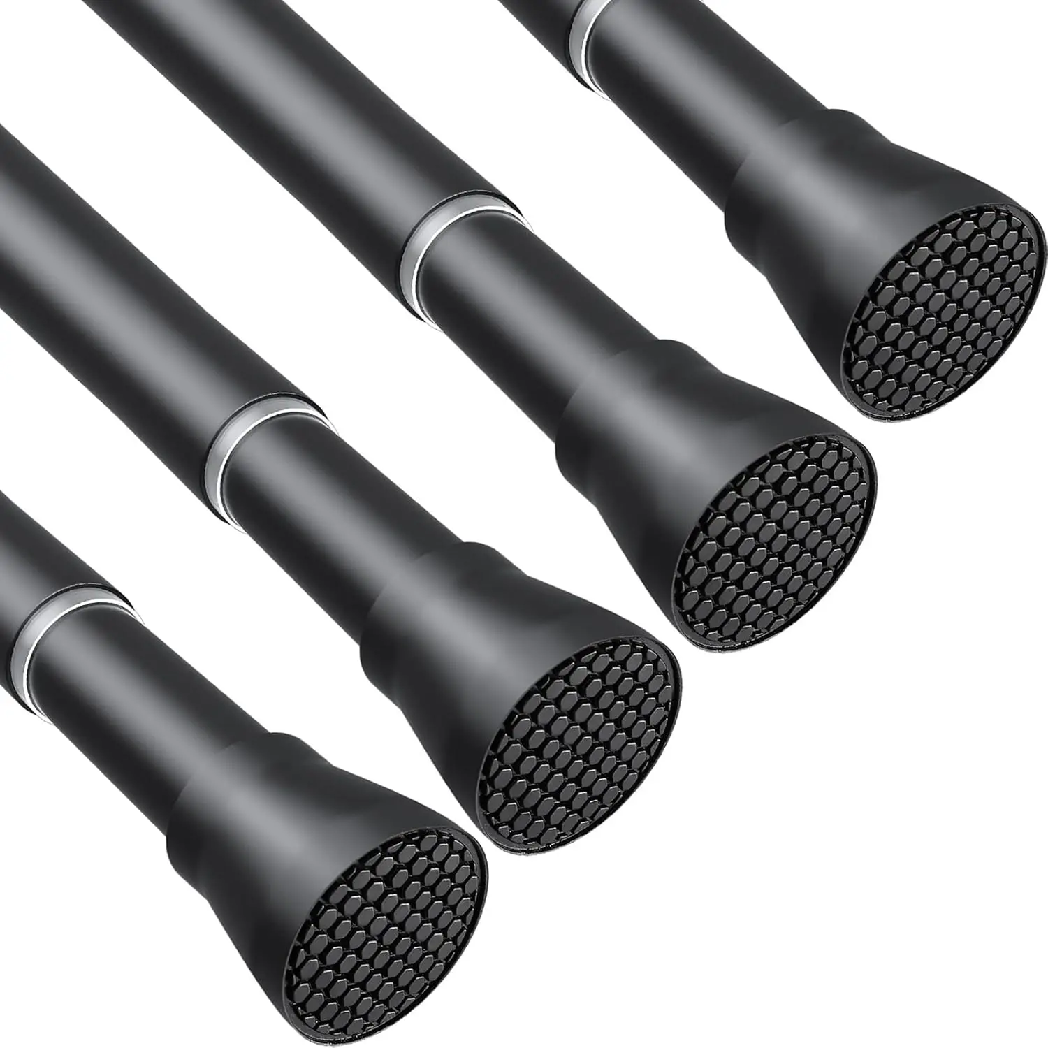 

Tension Curtain Rod Black 28-48 Inch Spring Rods 4Pcs No Drilling Adjustable for Windows Closet Kitchen Wardrobe